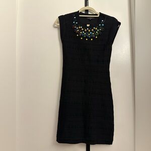 Nanette Lepore Black Wool Embellished Mini Dress